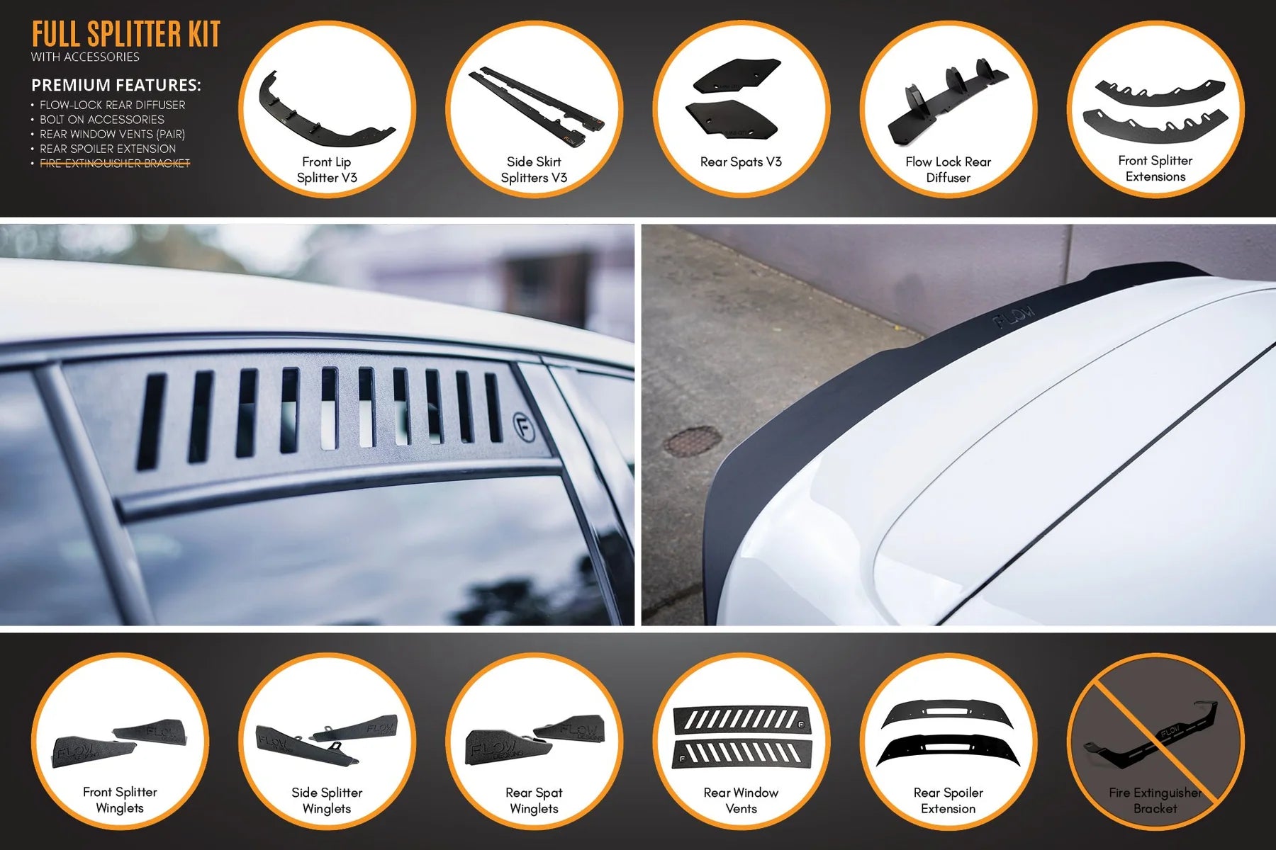 Flow Designs Full Splitter Set - MK6 GTI