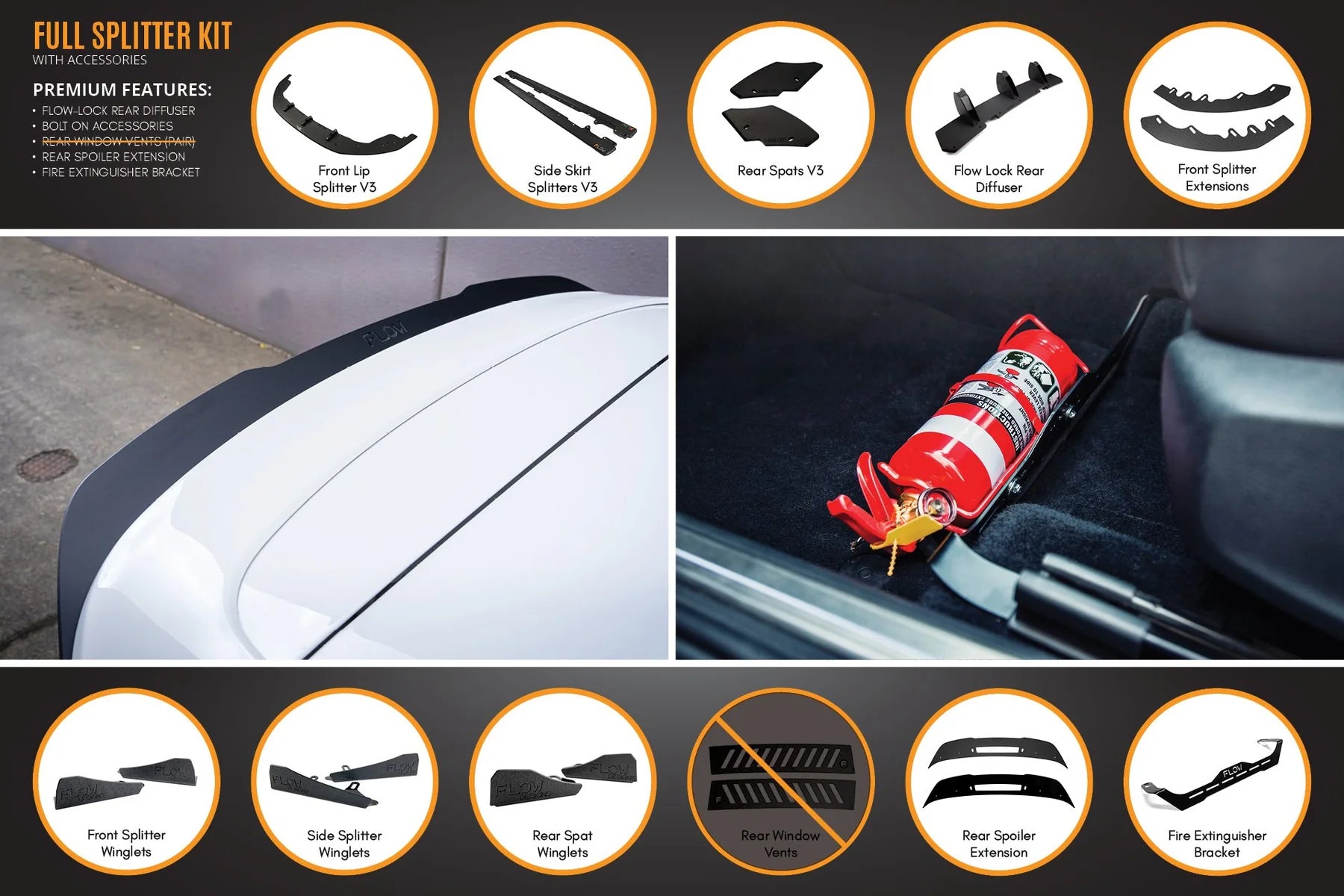 Flow Designs Full Splitter Set - MK6 GTI