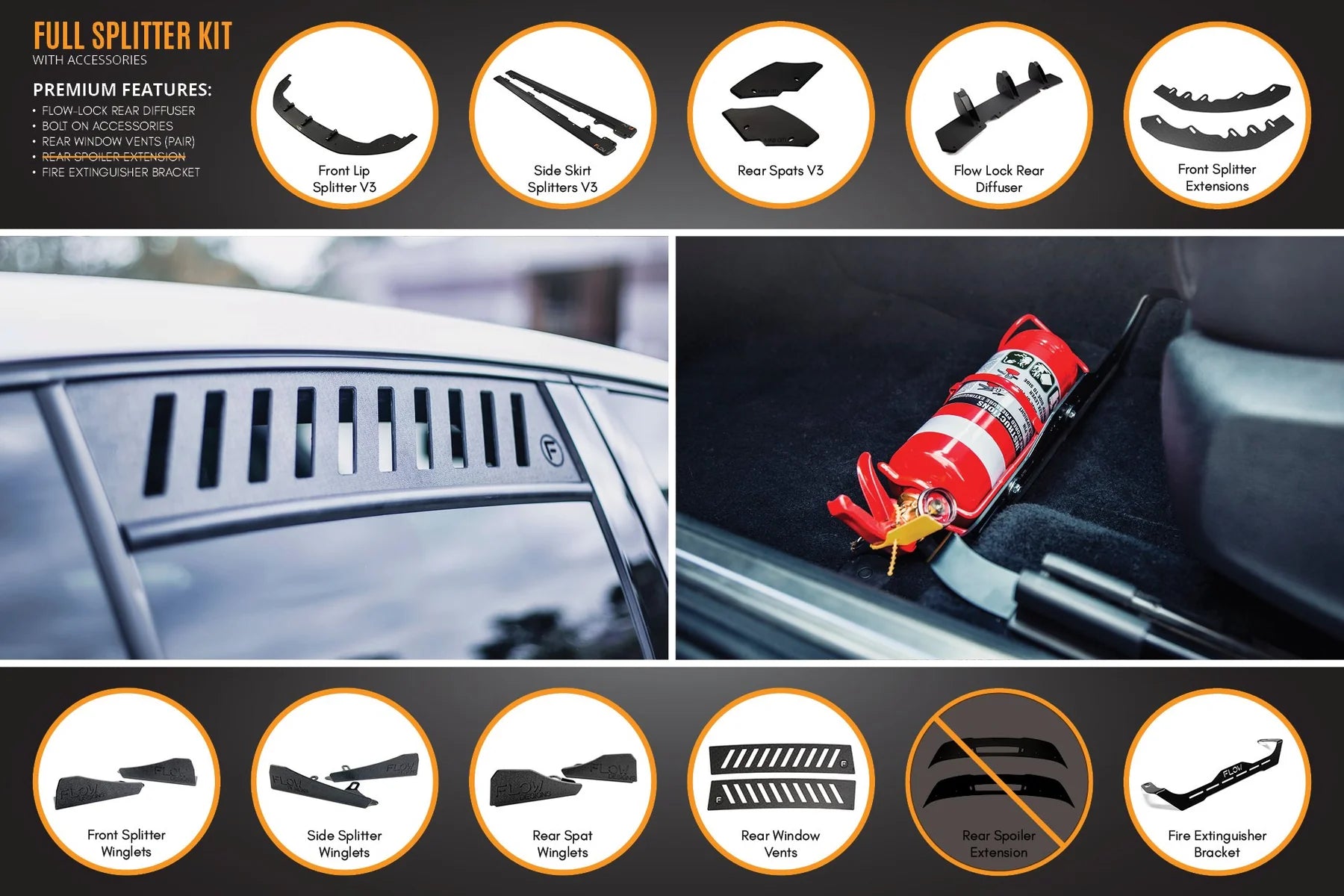 Flow Designs Full Splitter Set - MK6 GTI