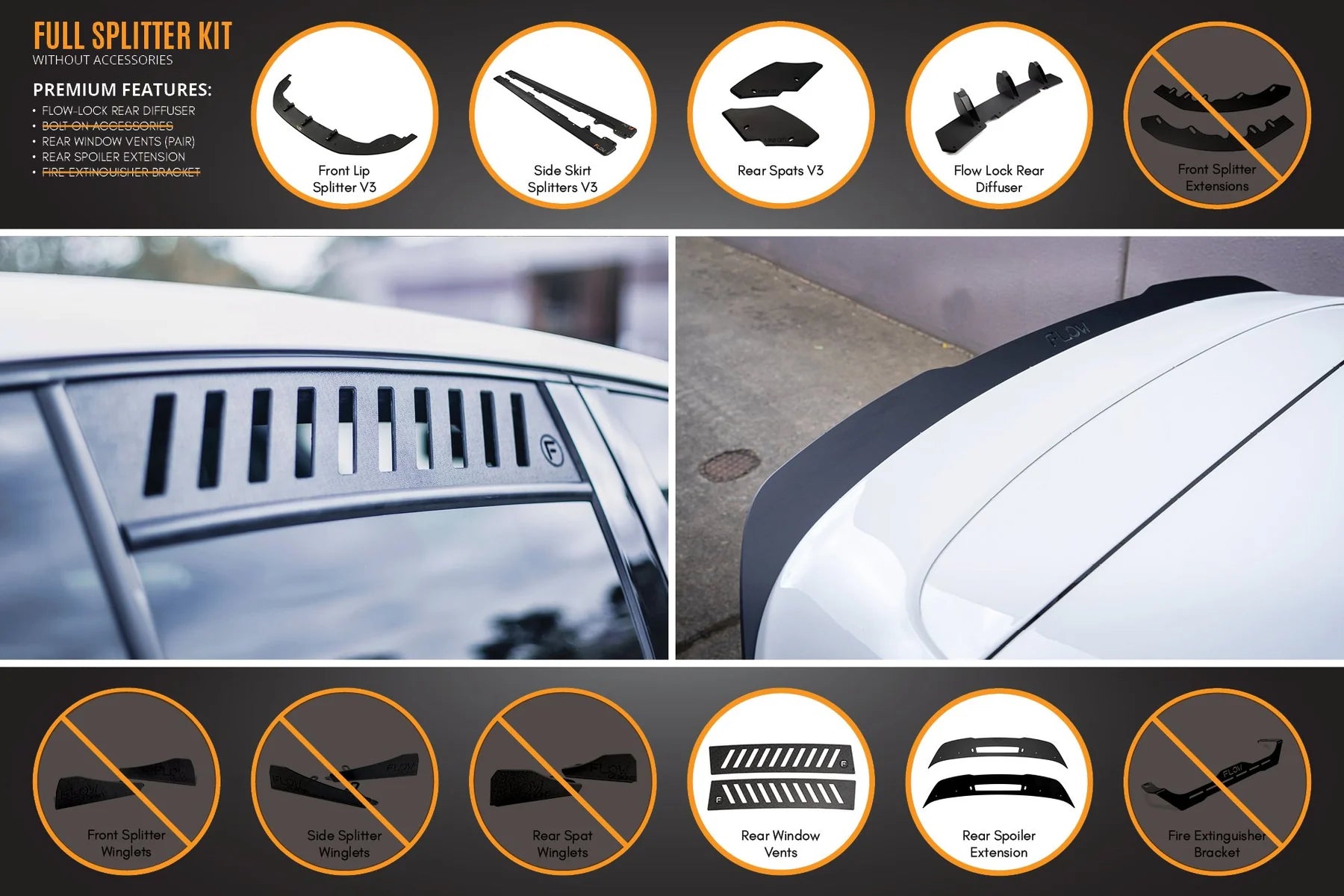 Flow Designs Full Splitter Set - MK6 GTI