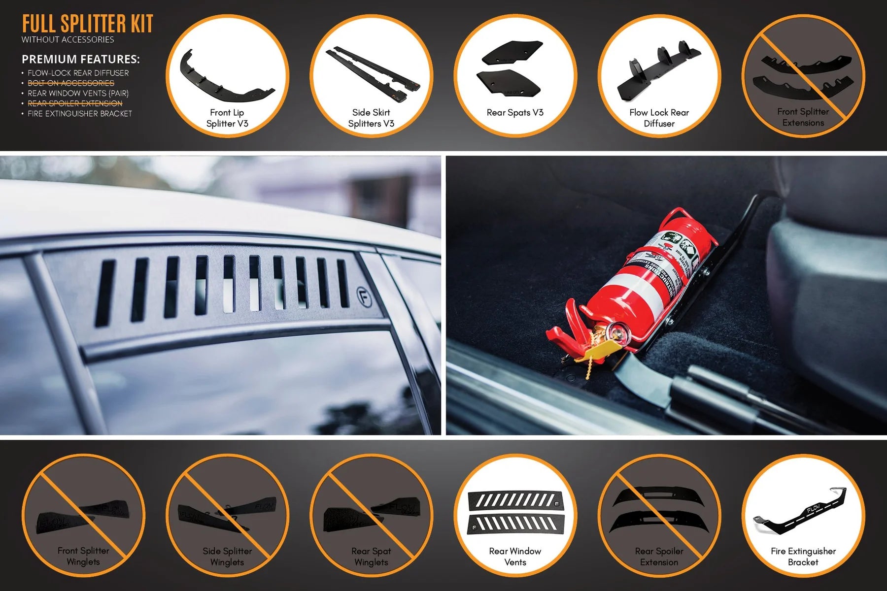 Flow Designs Full Splitter Set - MK6 GTI