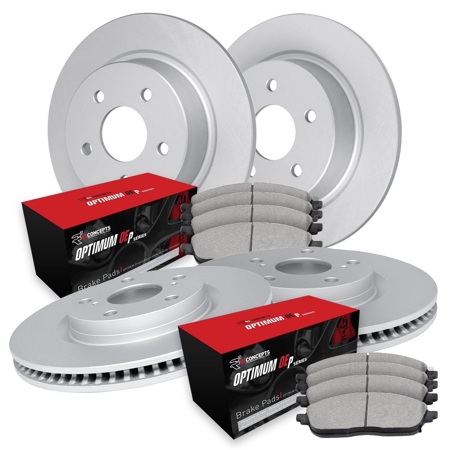 R1 Concepts 16-23 Mercedes-Benz GLC300 Front & Rear Carbon Coated Rotor Set w/Optimum Pads