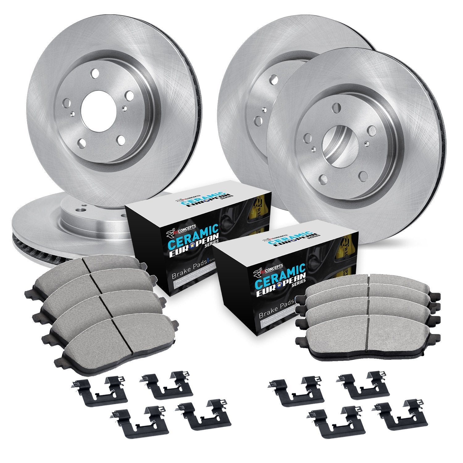 R1 Concepts 12-18 Mercedes-Benz GLE350 Front & Rear Brake Rotor Set w/Euro Ceramic Pads and Hardware