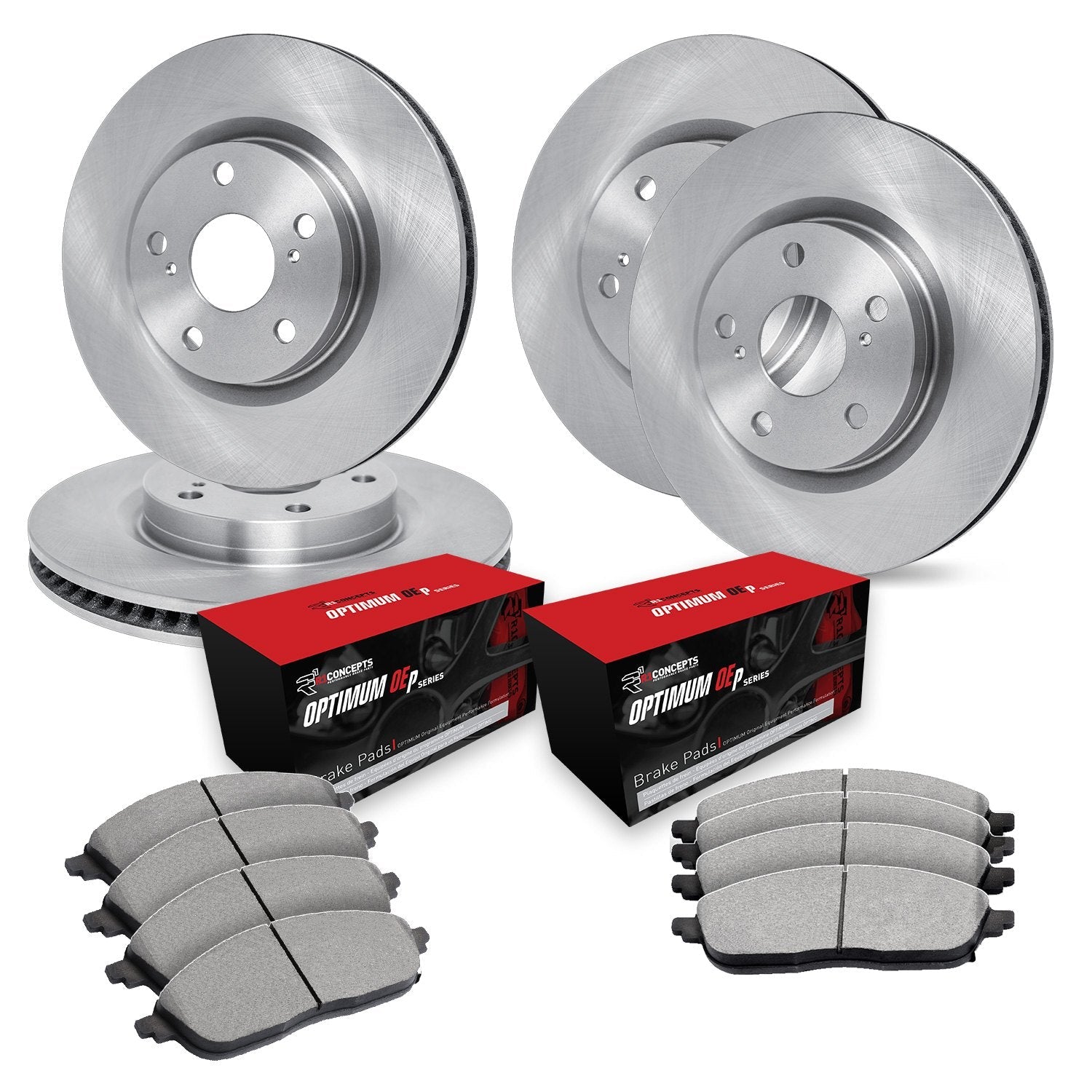 R1 Concepts 88-89 Audi 90 Quattro Front & Rear Brake Rotor Set w/Optimum OE Pads and Hardware