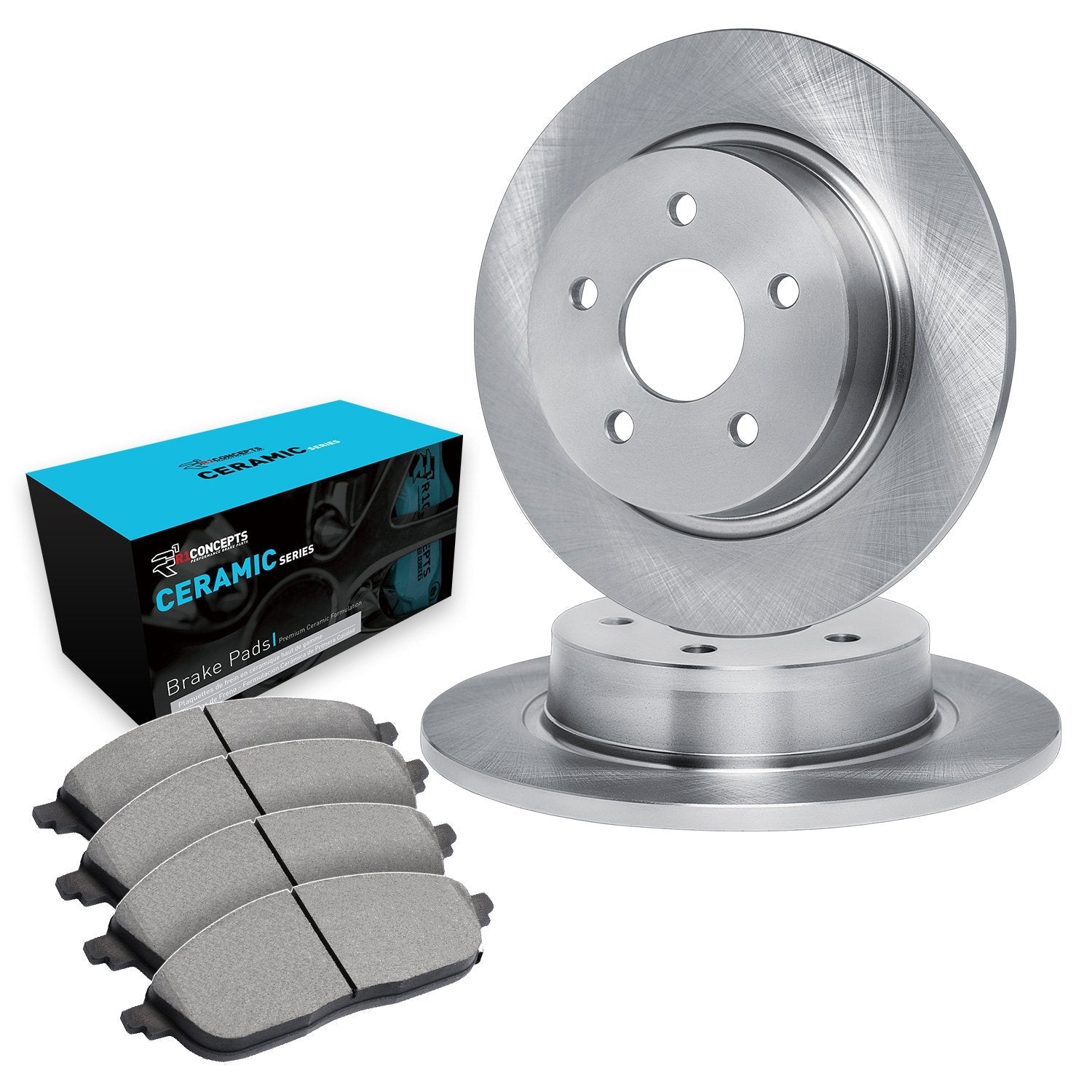 R1 Concepts 84-93 Volkswagen Rabbit Convertible Front Brake Rotor Set w/Ceramic Pads and Hardware