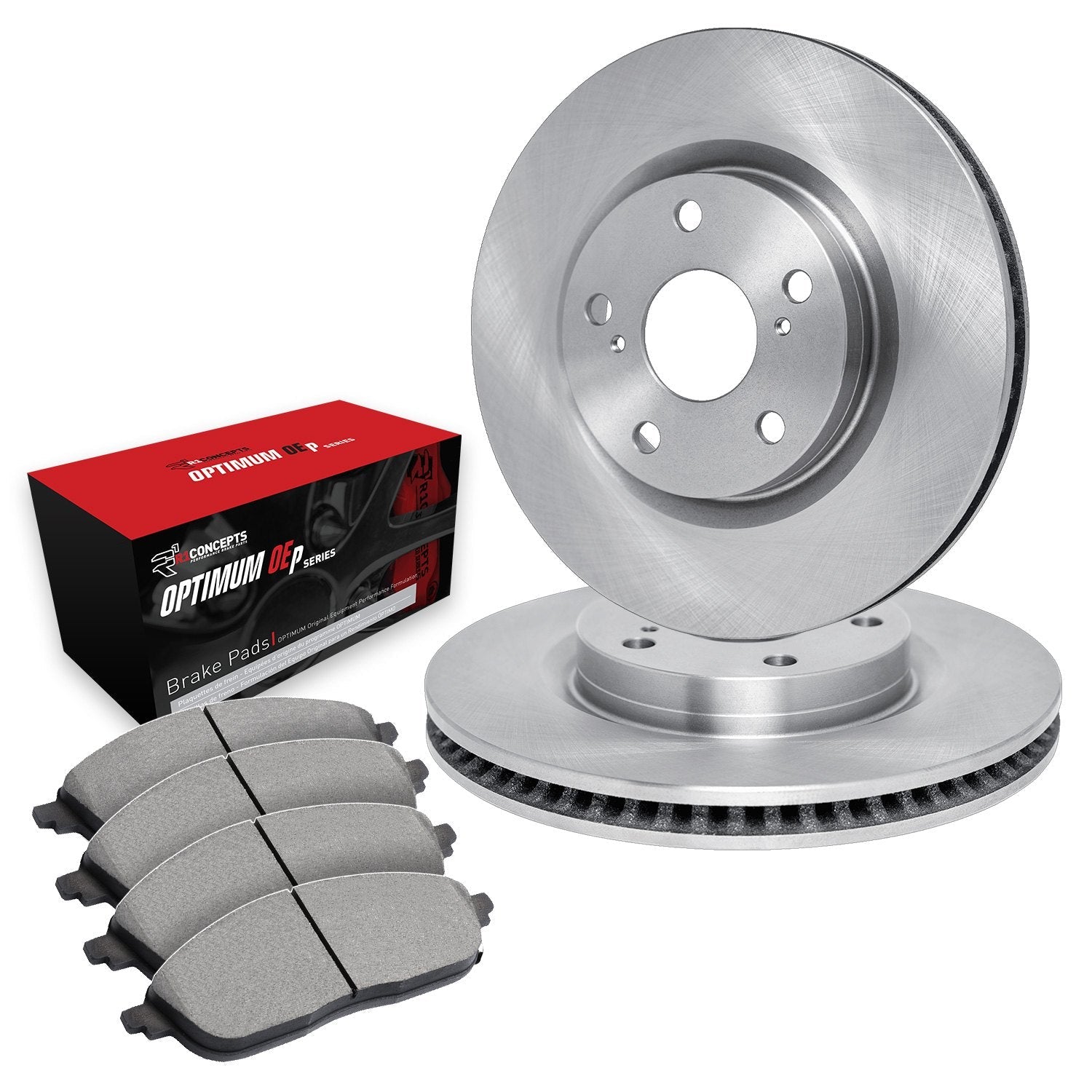 R1 Concepts 17-25 Alfa Romeo Stelvio Front Brake Rotor Set w/Optimum OE Pads and Hardware
