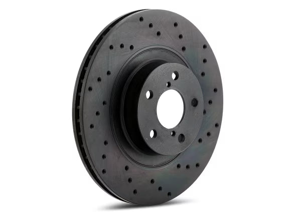 R1 Concepts 00-08 Audi A4 Quattro Rear Right Drilled Black Brake Rotor