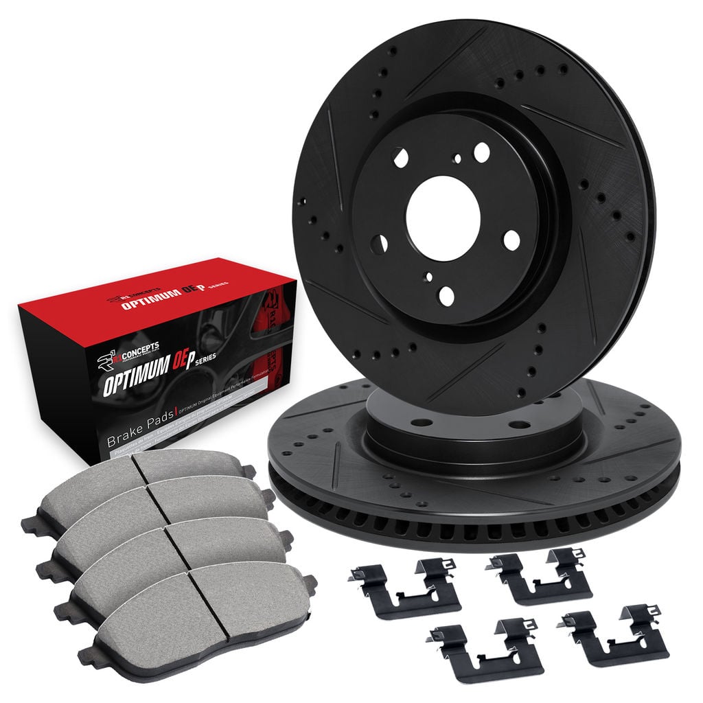R1 Concepts 17-25 Alfa Romeo Giulia Front Drill/Slot Black Rotors w/Optimum Pads