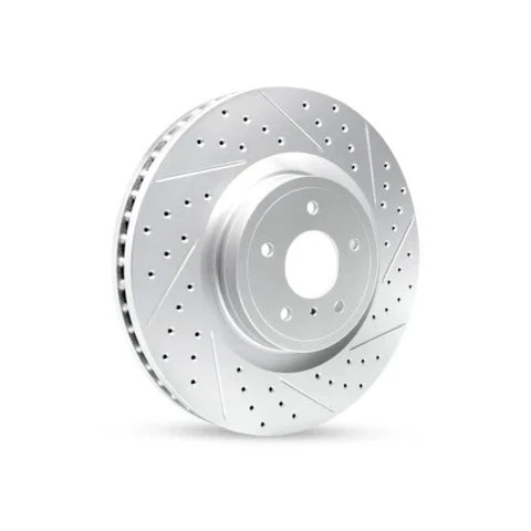 R1 Concepts R1 23-26 BMW I7 Left Front Drilled & Slotted Geo-Carbon Rotor