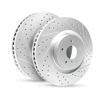 R1 Concepts 18-25 Volkswagen Atlas Front & Rear Drilled & Slotted Silver Brake Rotor Set