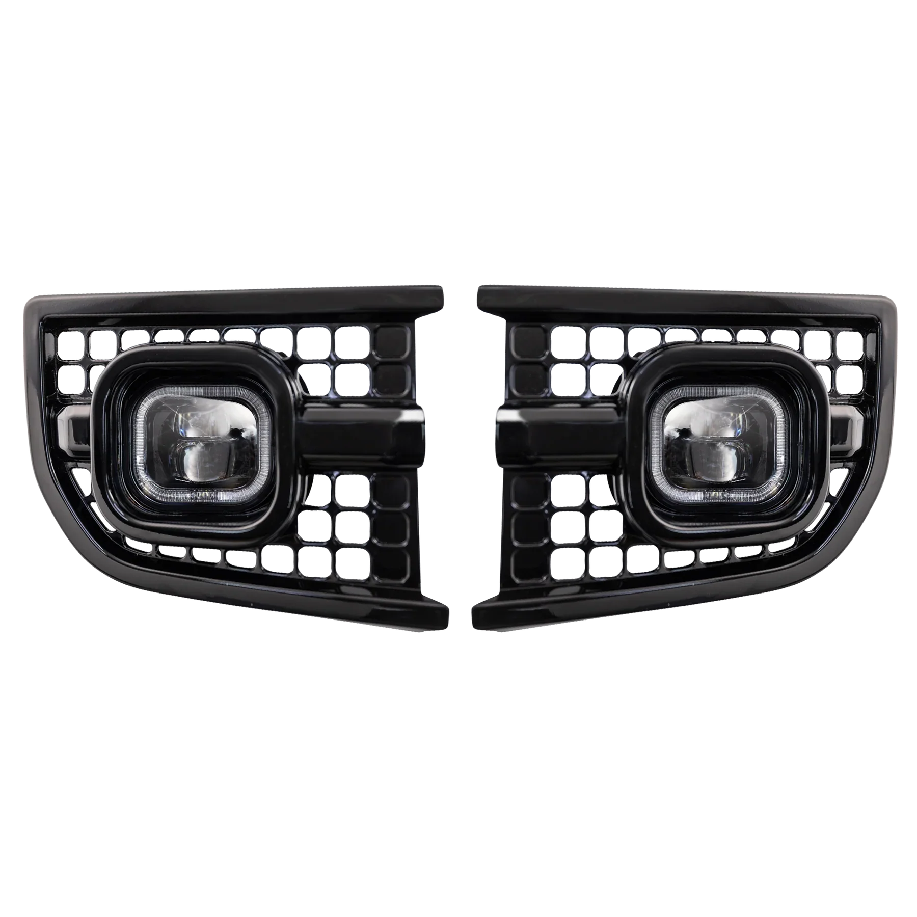 Urban Automotive Defender Front Bumper Intakes with Nolden Powercube DRL's - Gloss Black