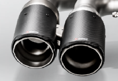 Akrapovic 18+ BMW M5 (F90) Evolution Tail Pipe Set (Carbon) w/ Red/White Akraprovic Logo