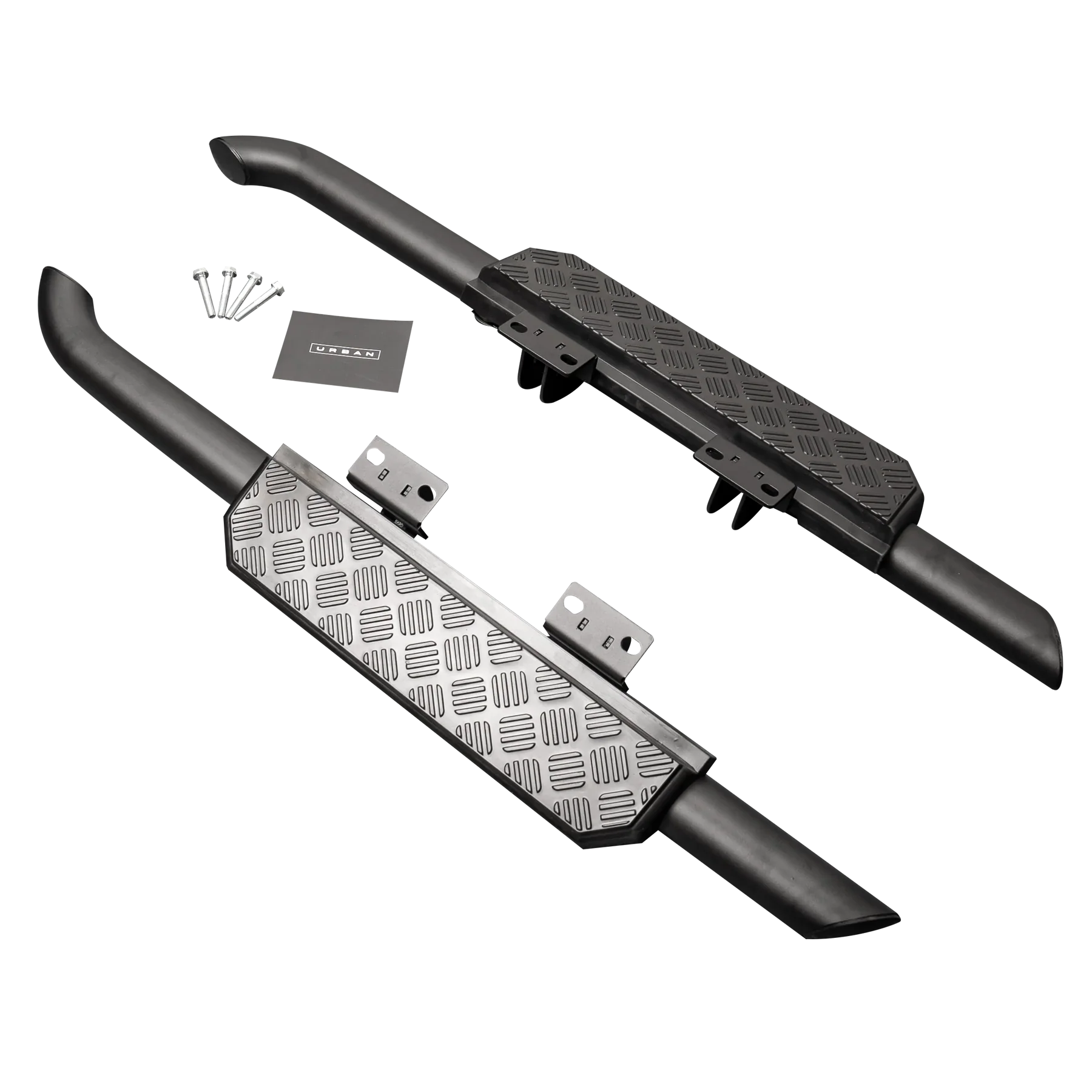 Urban Automotive Defender 90 Black Shadow Side Steps - Chequer Pattern