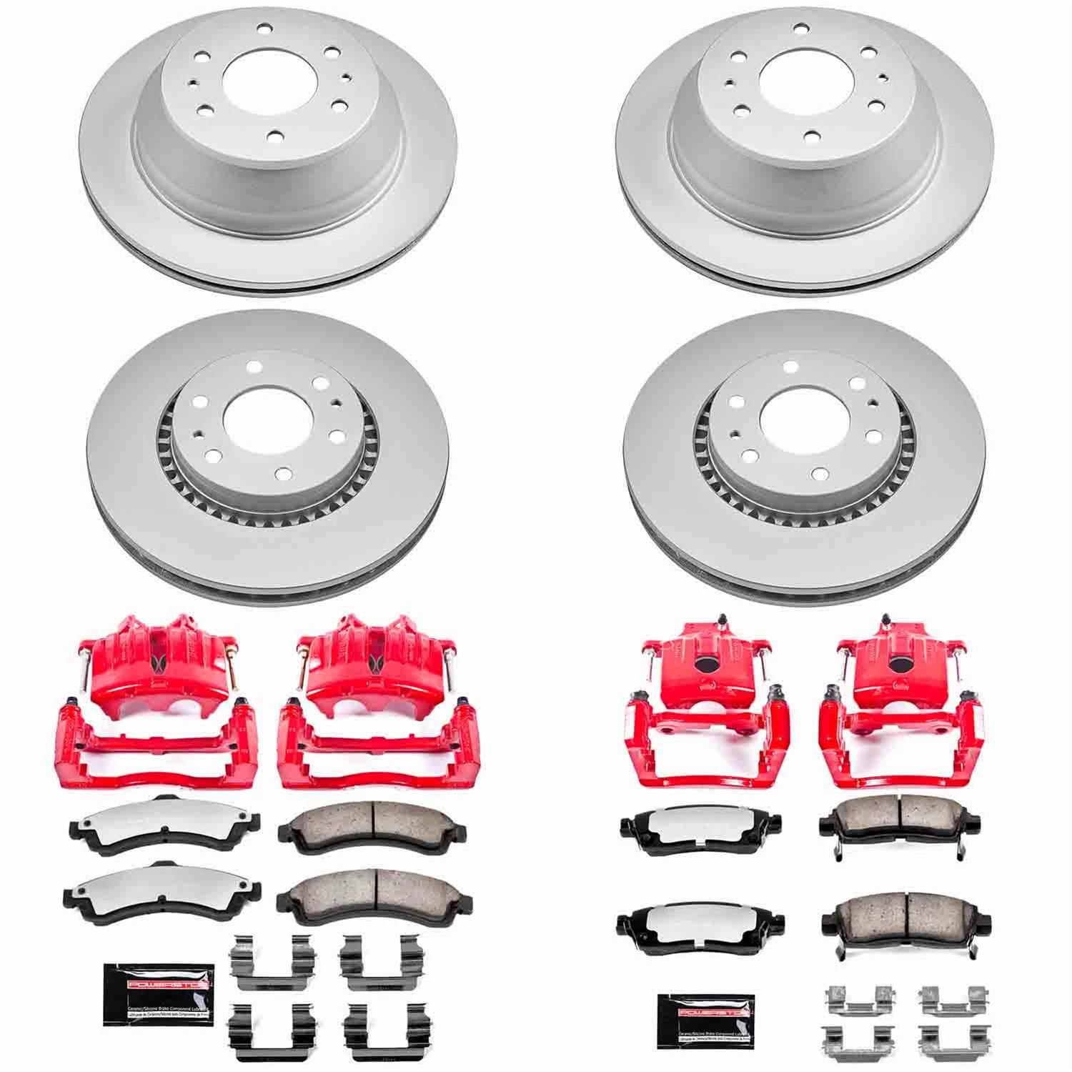 PowerStop Power Stop 06-09 Saab 9-7x Front and Rear Z36 Coated Kit w/ Red Calipers