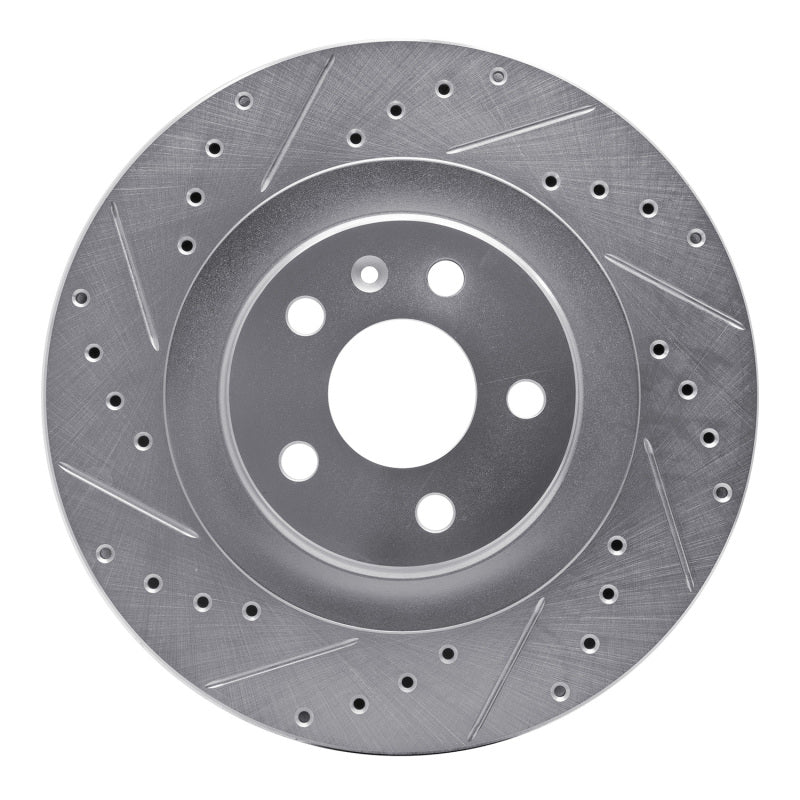 R1 Concepts 16-26 Volvo V60 Rear Left Drilled & Slotted Silver Brake Rotor