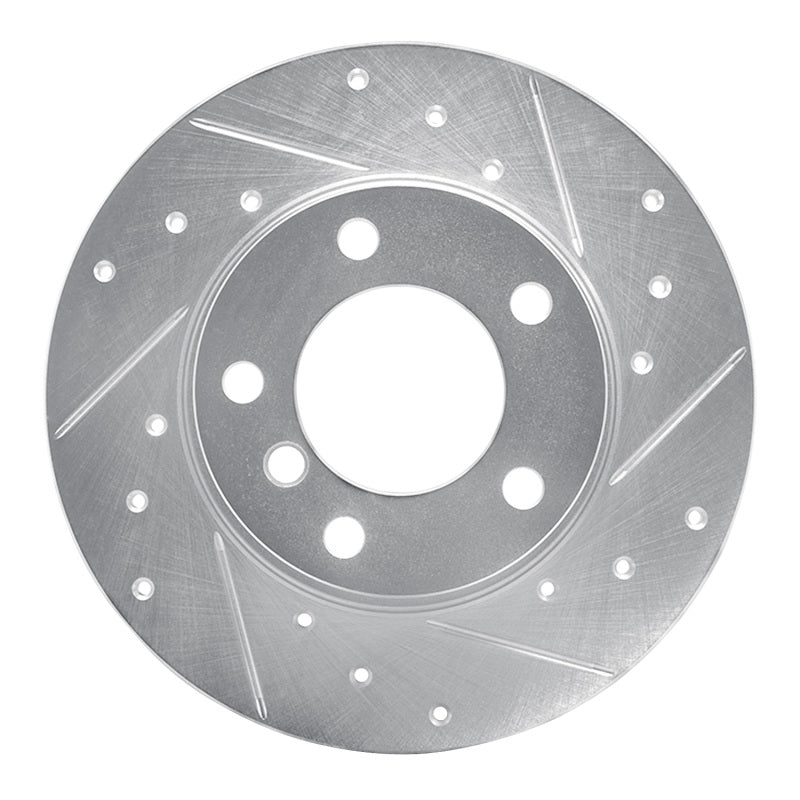 R1 Concepts 95-98 BMW 318TI Front Right Drilled & Slotted Silver Brake Rotor