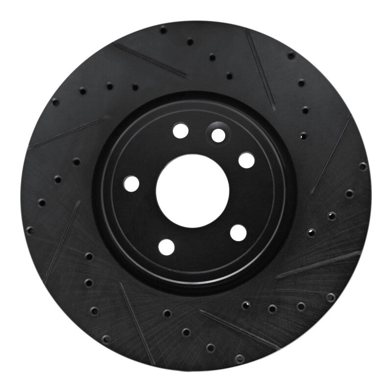 R1 Concepts 17-19 Jaguar XE Front Right Drilled & Slotted Black Brake Rotor