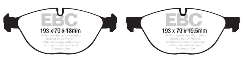 EBC 10-14 BMW X5 4.4 Twin Turbo (50) Greenstuff Front Brake Pads