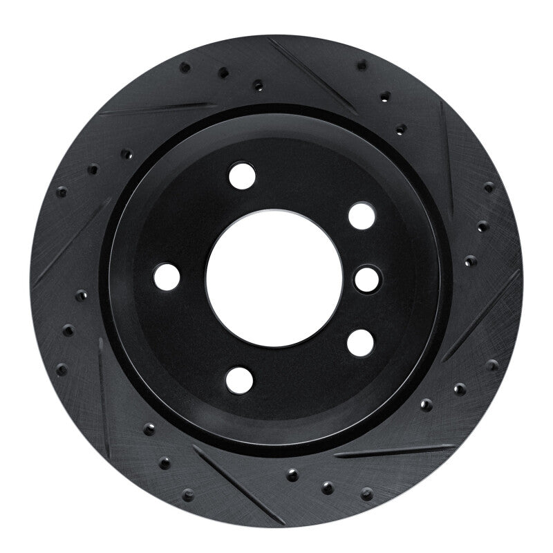R1 Concepts 09-16 BMW Z4 Rear Right Drilled & Slotted Black Brake Rotor