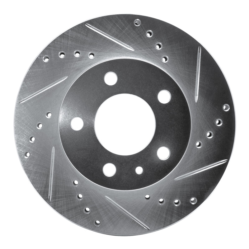 R1 Concepts 82-90 Volvo 760 Series Front Right Drilled & Slotted Silver Brake Rotor