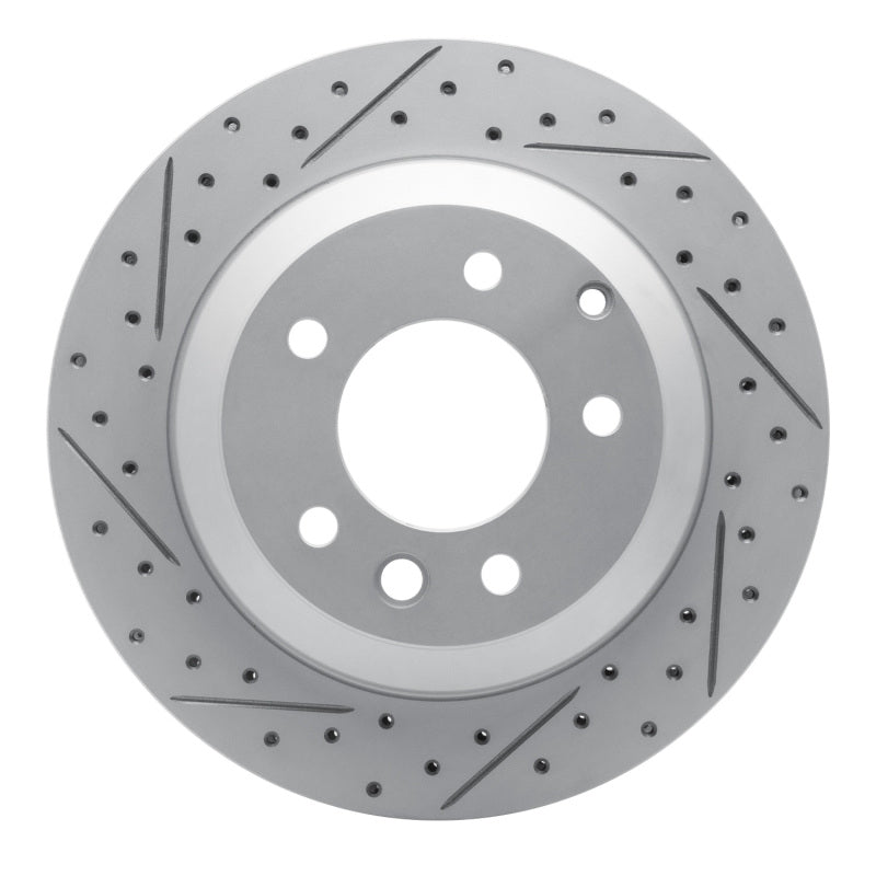 R1 Concepts 03-18 Audi Q7 Rear Left Drilled & Slotted Geo-Carbon Rotor