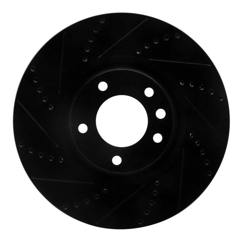 R1 Concepts 08-09 Porsche Cayenne Front Left Drilled & Slotted Black Brake Rotor