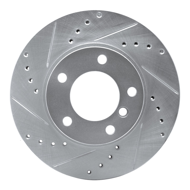 R1 Concepts 91-06 BMW 323I Front Left Drilled & Slotted Silver Brake Rotor