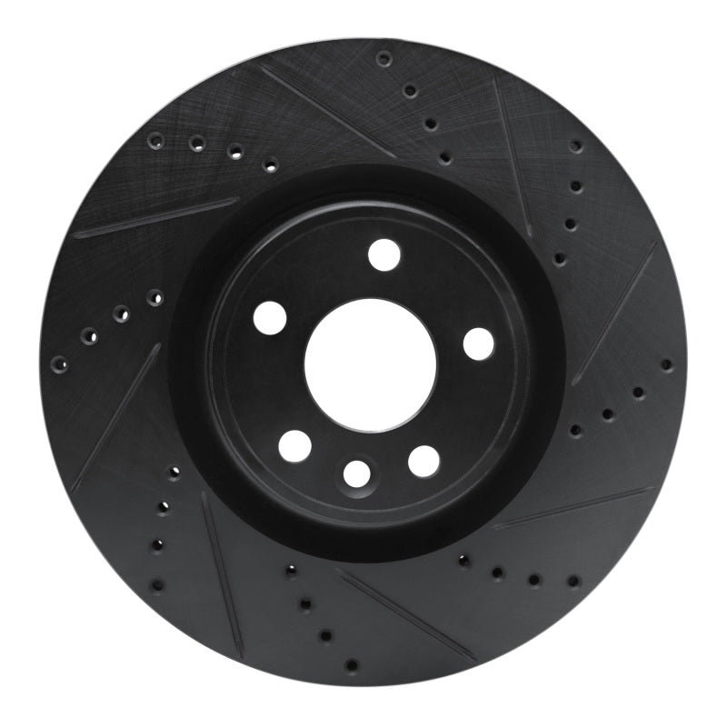 R1 Concepts 20-20 Jaguar F-Pace Front Right Drilled & Slotted Black Brake Rotor