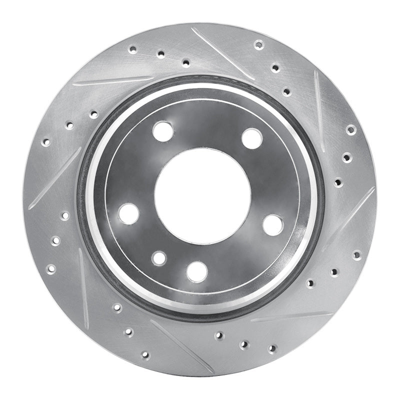 R1 Concepts 88-94 BMW 750IL Rear Right Drilled & Slotted Silver Brake Rotor