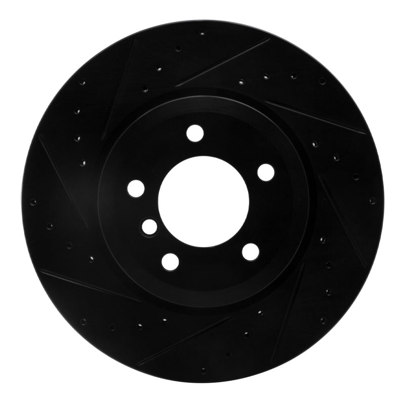 R1 Concepts 01-08 BMW 330I Front Left Drilled & Slotted Black Brake Rotor