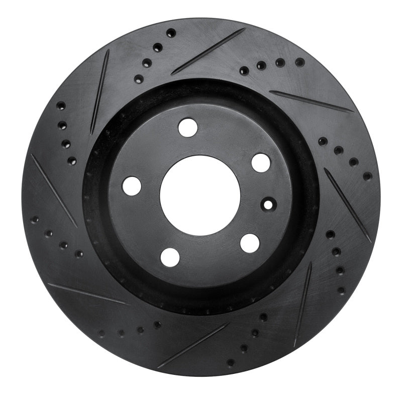 R1 Concepts 08-15 Audi TTS Quattro Rear Left Drilled & Slotted Black Brake Rotor