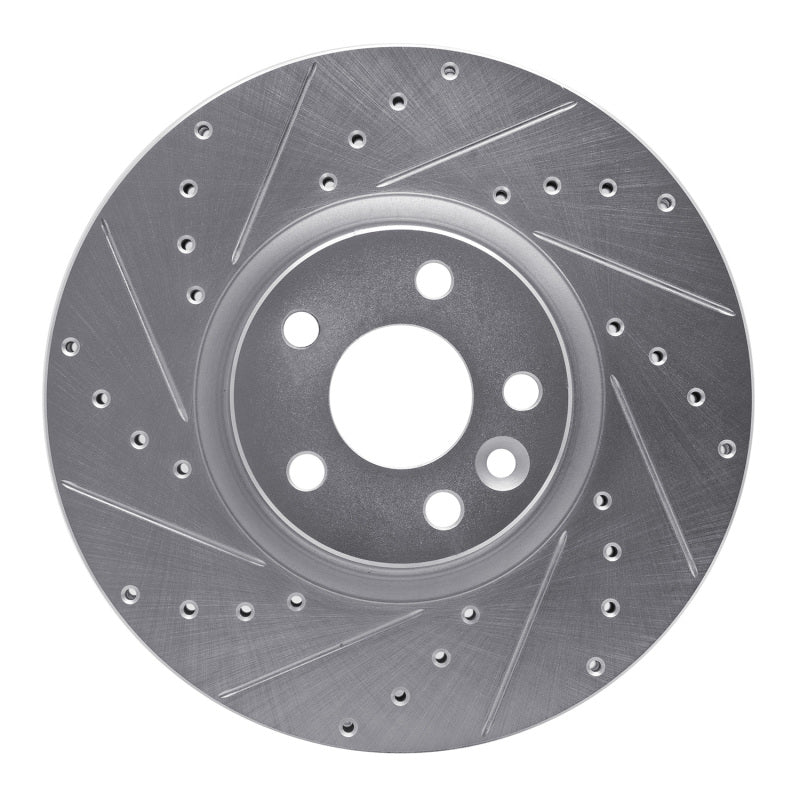 R1 Concepts 16-17 Volvo XC60 Front Left Drilled & Slotted Silver Brake Rotor