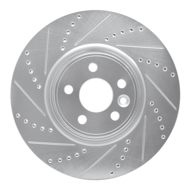 R1 Concepts 07-16 Volvo S80 Front Left Drilled & Slotted Silver Brake Rotor