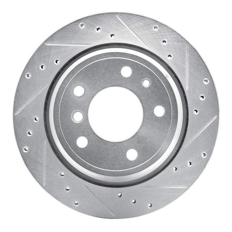R1 Concepts 91-95 BMW 540I Rear Right Drilled & Slotted Silver Brake Rotor