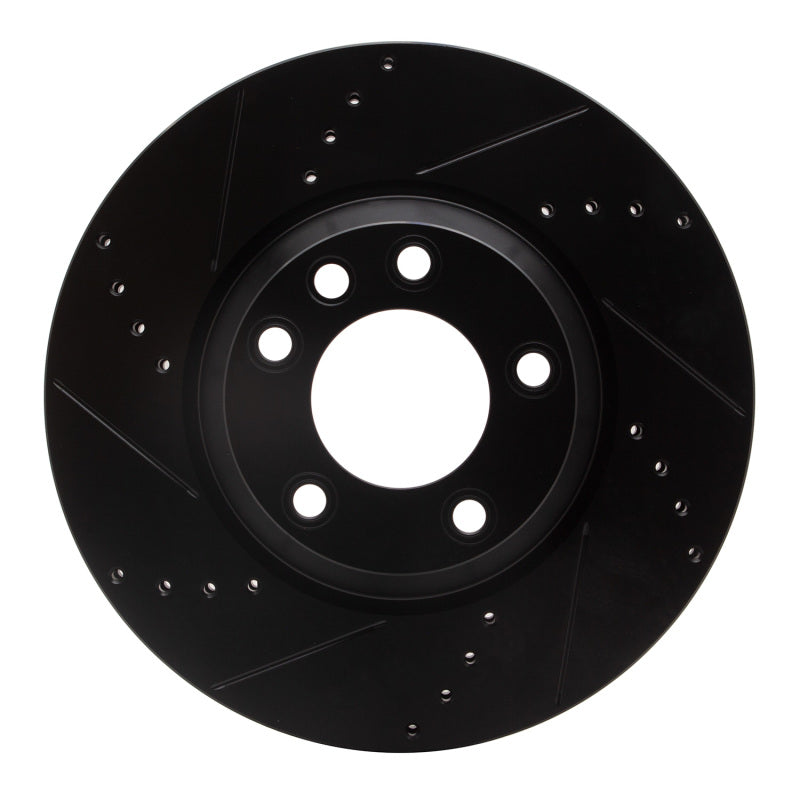 R1 Concepts 03-15 Audi Q7 Right Front Drilled & Slotted Black Brake Rotor