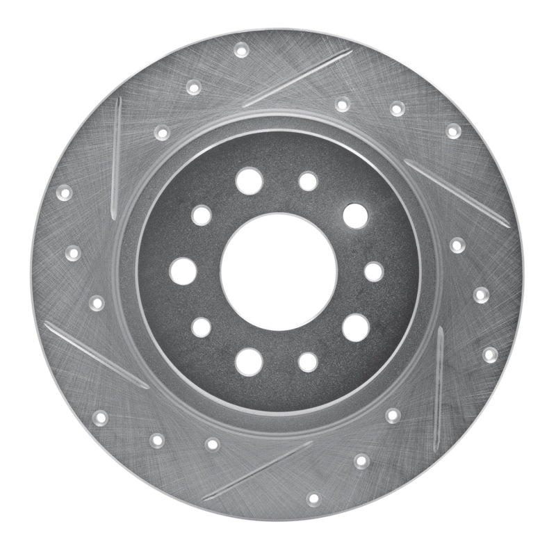 R1 Concepts 14-19 Fiat 500L Rear Left Drilled & Slotted Silver Brake Rotor
