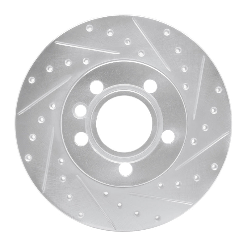 R1 Concepts 96-00 Volkswagen EuroVan Front Right Drilled & Slotted Silver Brake Rotor