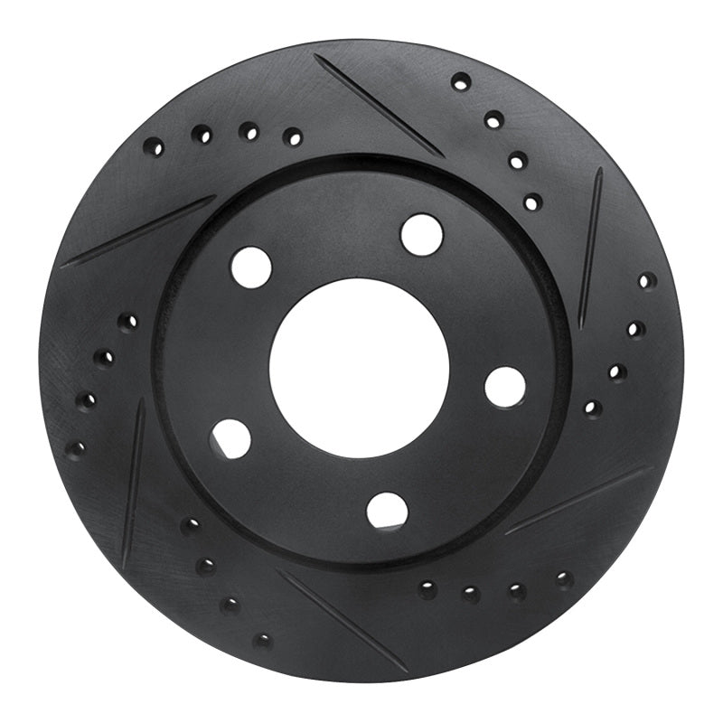 R1 Concepts 00-02 Audi S4 Rear Right Drilled & Slotted Black Brake Rotor