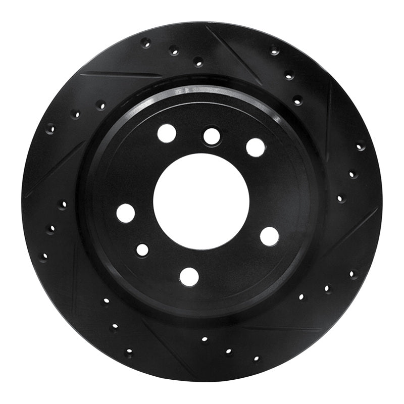 R1 Concepts 91-95 BMW M5 Rear Right Drilled & Slotted Black Brake Rotor