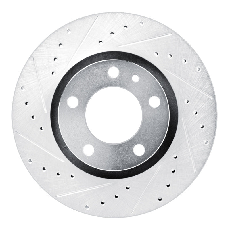 R1 Concepts 87-88 BMW M6 Front Left Drilled & Slotted Silver Brake Rotor