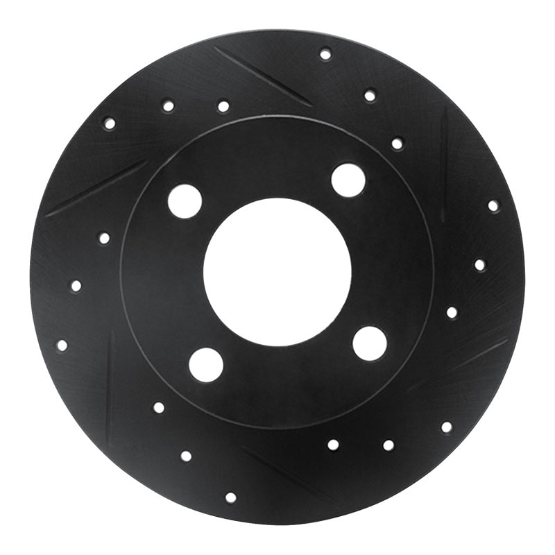 R1 Concepts 89-91 Audi 100 Rear Right Drilled & Slotted Black Brake Rotor