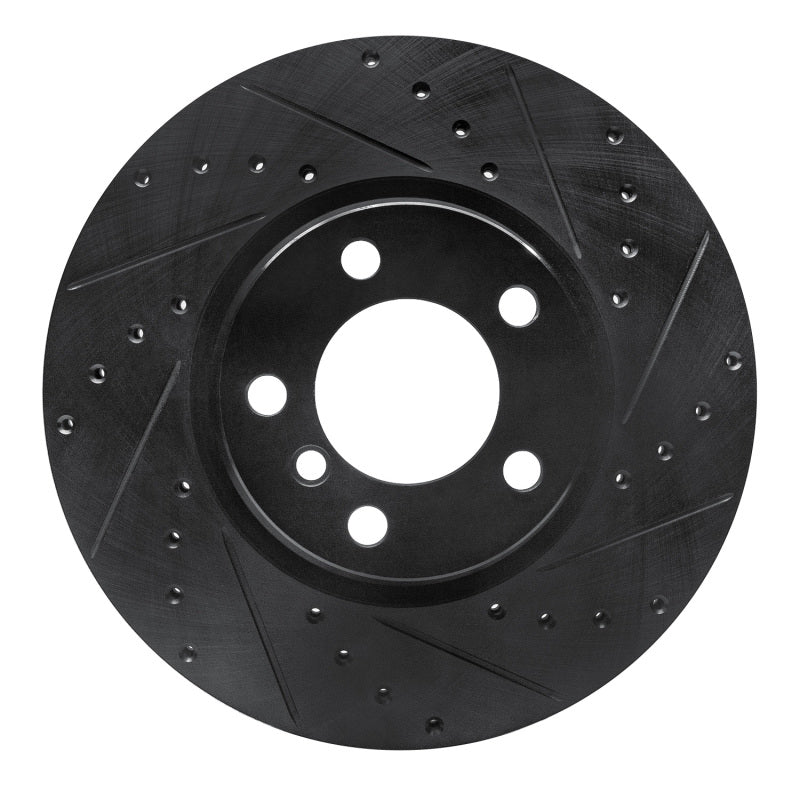 R1 Concepts 12-18 BMW 428I Front Right Drilled & Slotted Black Brake Rotor