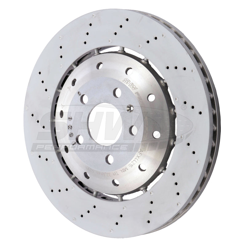 SHW Performance 08-12 Audi R8 4.2L (Excl Ceramic Brakes) Front Drill-Dimp Lightweight Brake Rotor (420615301D)