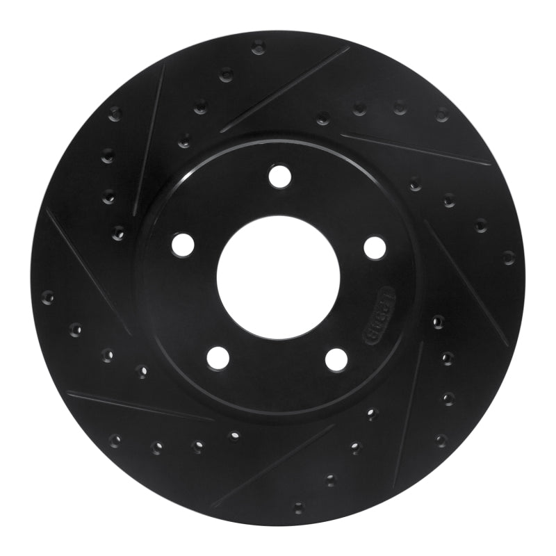 R1 Concepts 97-03 Jaguar XJR Front Left Drilled & Slotted Black Brake Rotor