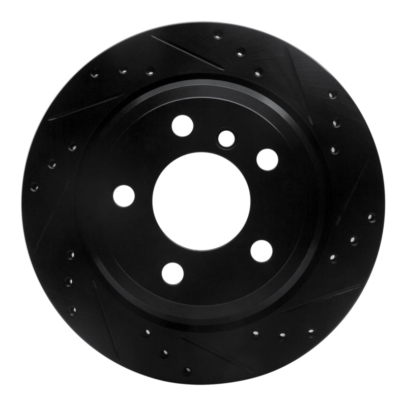 R1 Concepts 06-20 BMW 325XI Rear Right Drilled & Slotted Black Brake Rotor