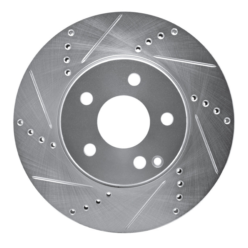 R1 Concepts 03-09 Mercedes-Benz E320 Front Left Drilled & Slotted Silver Brake Rotor