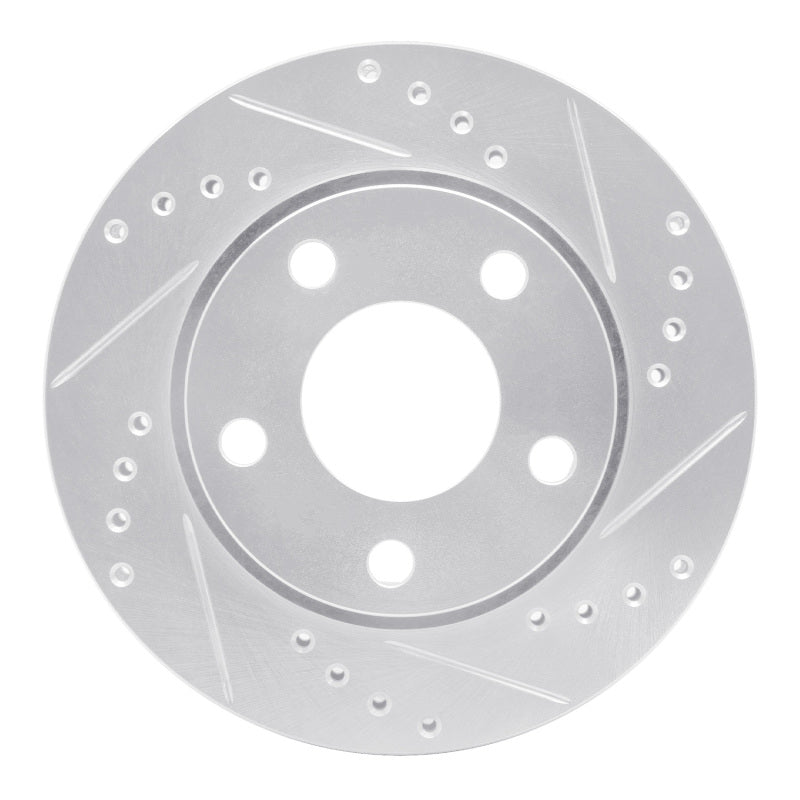 R1 Concepts 00-02 Audi S4 Rear Right Drilled & Slotted Silver Brake Rotor