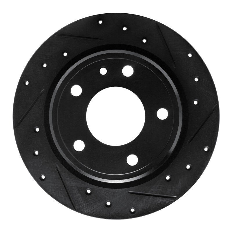 R1 Concepts 88-91 BMW M3 Rear Right Drilled & Slotted Black Brake Rotor