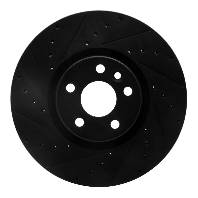 R1 Concepts 16-17 Volvo XC60 Front Left Drilled & Slotted Black Brake Rotor