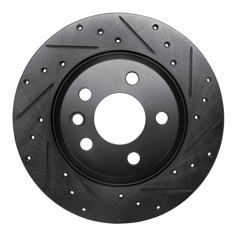 R1 Concepts 2001-2003 Volkswagen EuroVan Rear Right Drilled & Slotted Black Brake Rotor
